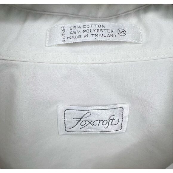 Foxcroft Long Sleeve White Button Up Collared Top With Embroidery - Picture 4 of 5